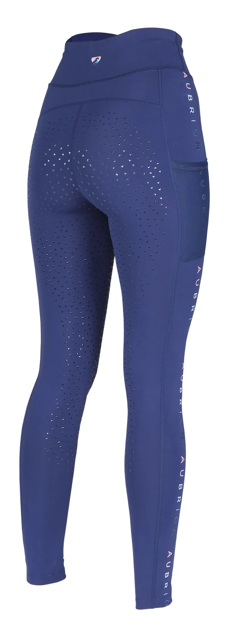 Shires Aubrion Brook Logo Womens Riding Tights - Dark Navy-1