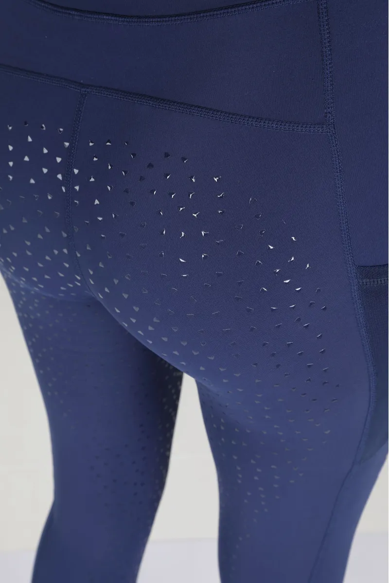 Shires Aubrion Brook Logo Womens Riding Tights - Dark Navy-3