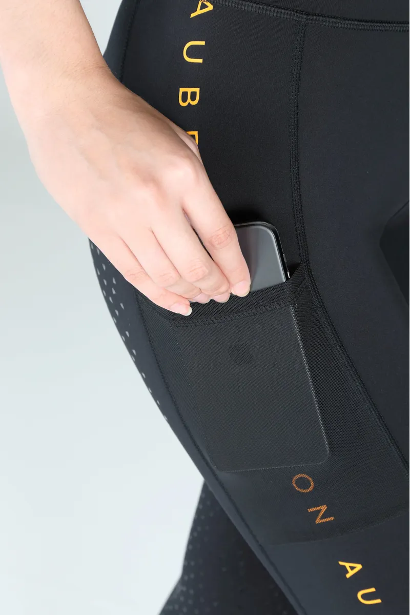 Shires Aubrion Brook Logo Womens Riding Tights - Black-3