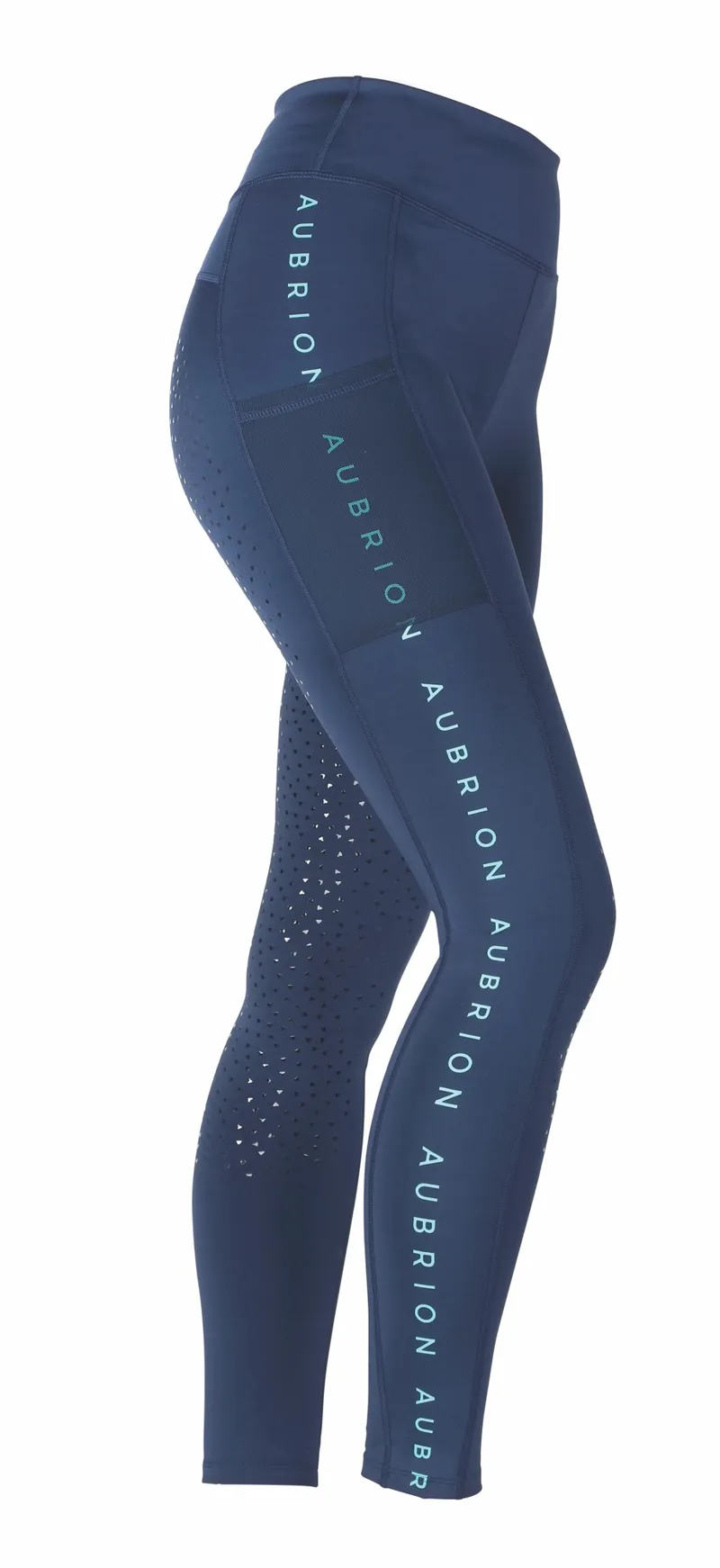Shires Aubrion Childrens Brook Logo Riding Tights - Dark Navy - 9/10yrs