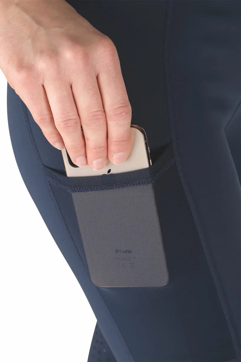 Shires Aubrion Childrens Brook Logo Riding Tights - Dark Navy - 9/10yrs-1