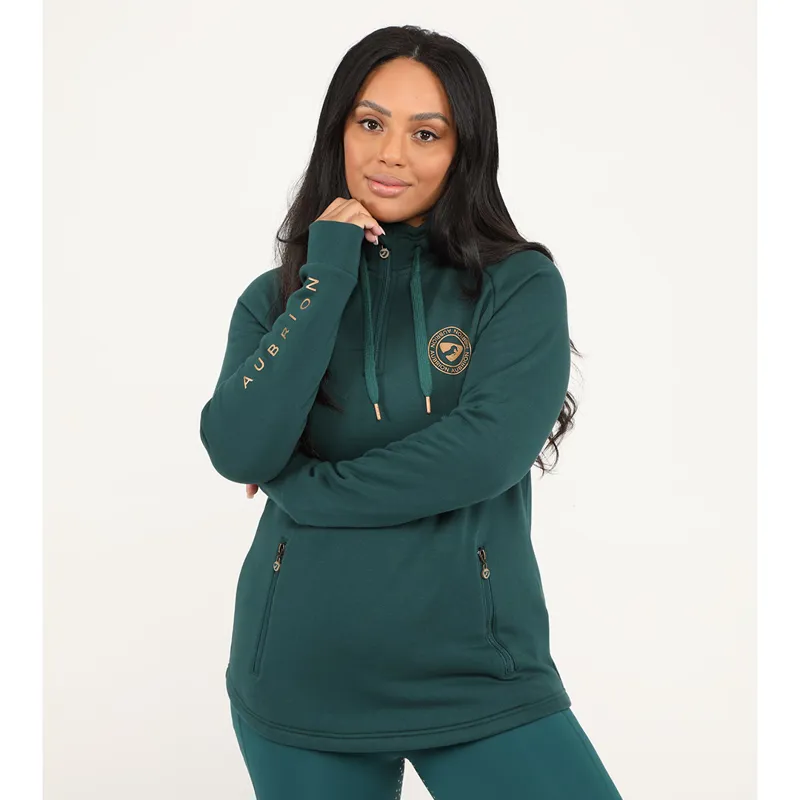 Shires Aubrion Elm Half Zip Ladies Sweatshirt - Dark Green-2