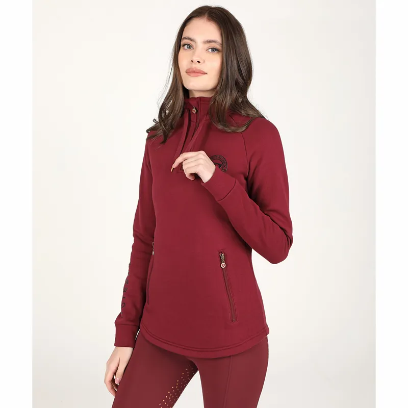 Shires Aubrion Elm Half Zip Ladies Sweatshirt - Wine-2