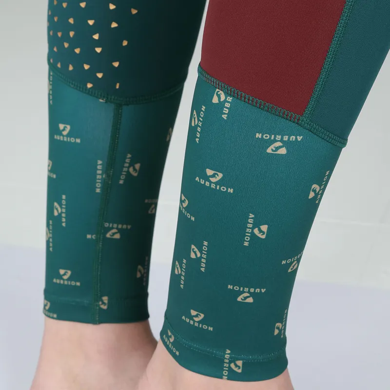 Shires Aubrion Eastcote Full Grip Ladies Riding Tights - Dark Green - Large-3