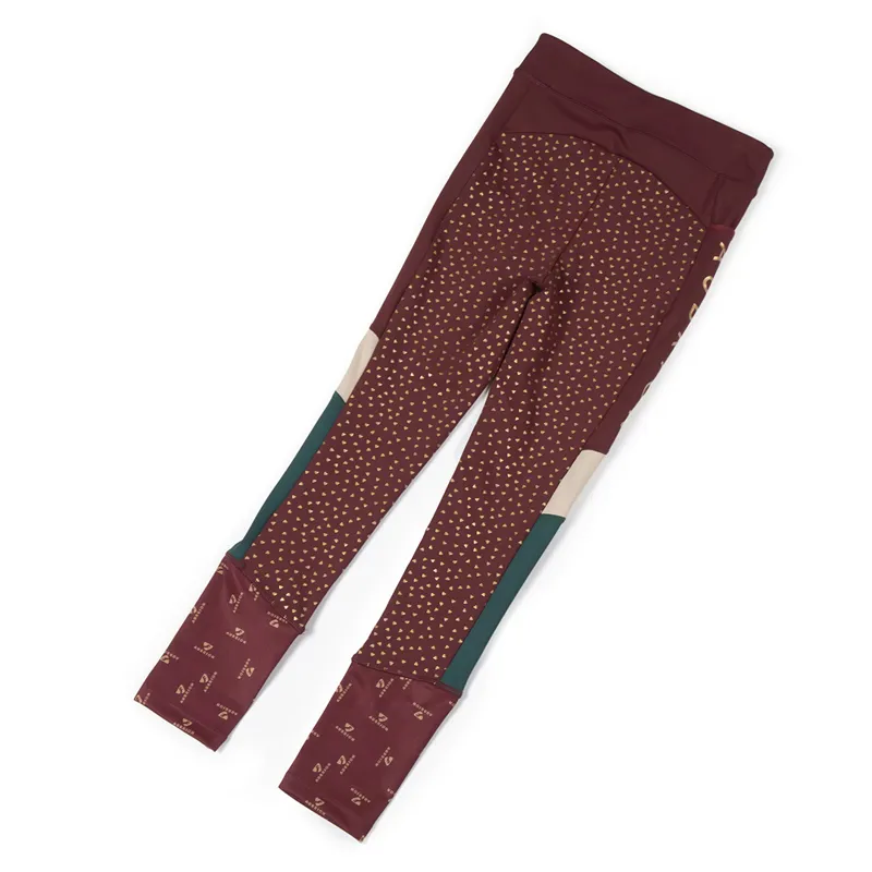 Shires Aubrion Eastcote Full Grip Girls Riding Tights - Wine-1