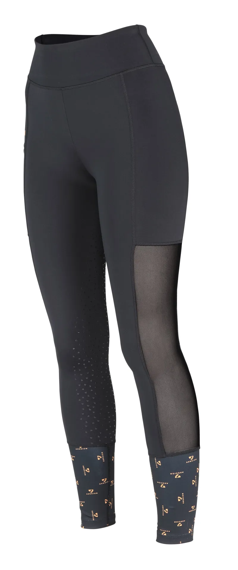 Shires Aubrion Elstree Mesh Ladies Riding Tights - Black-1