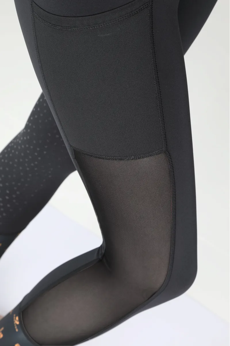 Shires Aubrion Elstree Mesh Ladies Riding Tights - Black-5