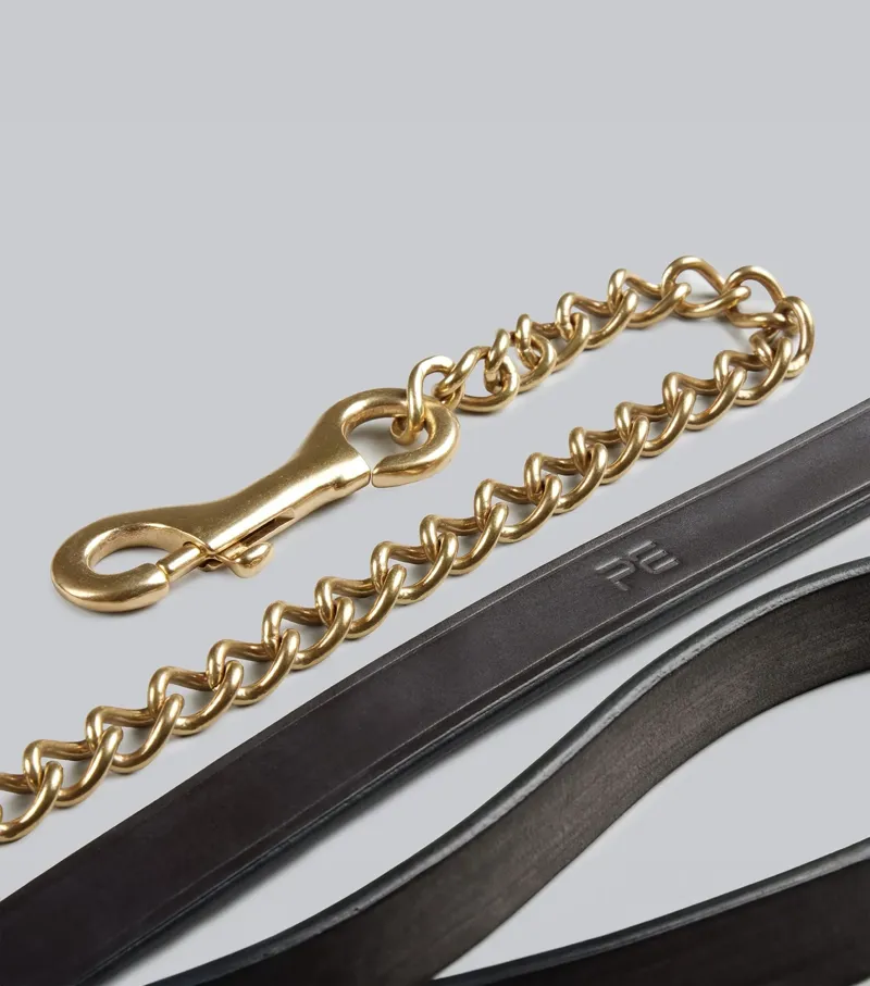 Premier Equine European Leather Lead Chain - Dark Havana-3
