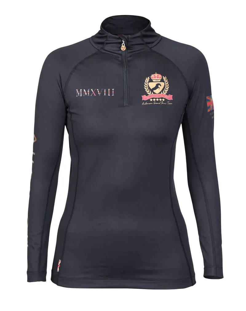Shires Aubrion Team Girls Long Sleeve Base Layer - Black-1