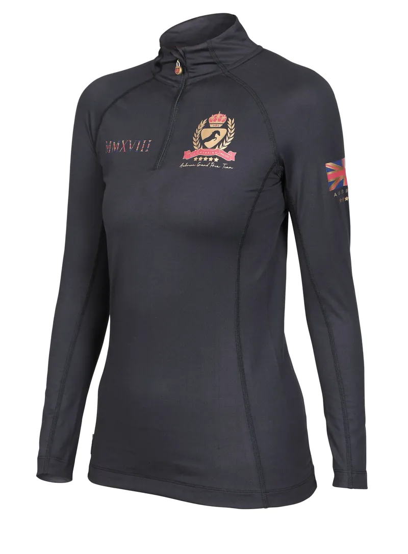Shires Aubrion Team Girls Long Sleeve Base Layer - Black