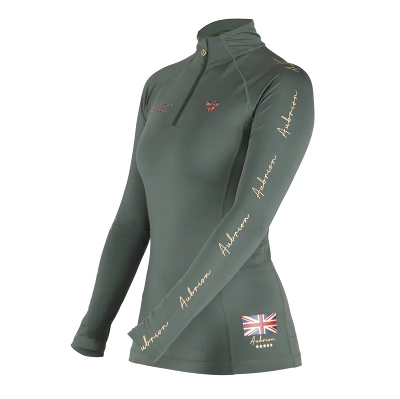Shires Aubrion Team Long Sleeve Base Layer - Khaki-2