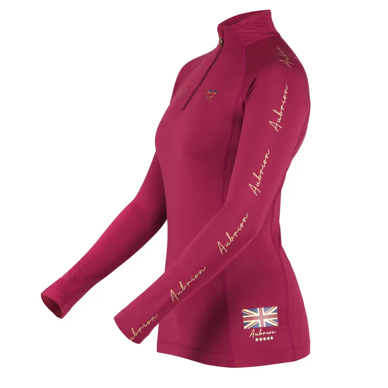 Shires Aubrion Team Long Sleeve Base Layer - Mulberry-2
