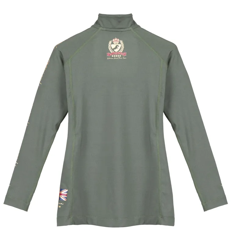 Shires Aubrion Team Girls Long Sleeve Base Layer  - Khaki-1