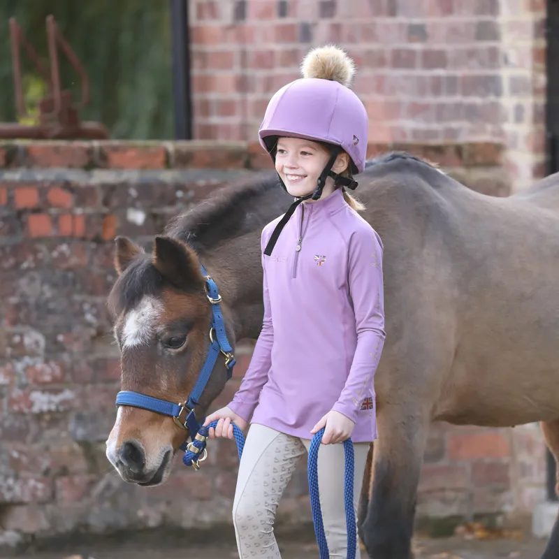 Shires Aubrion Team Girls Long Sleeve Base Layer  - Mauve-1