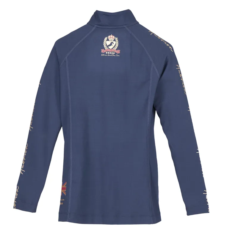 Shires Aubrion Team Girls Long Sleeve Base Layer - Navy Blue-1