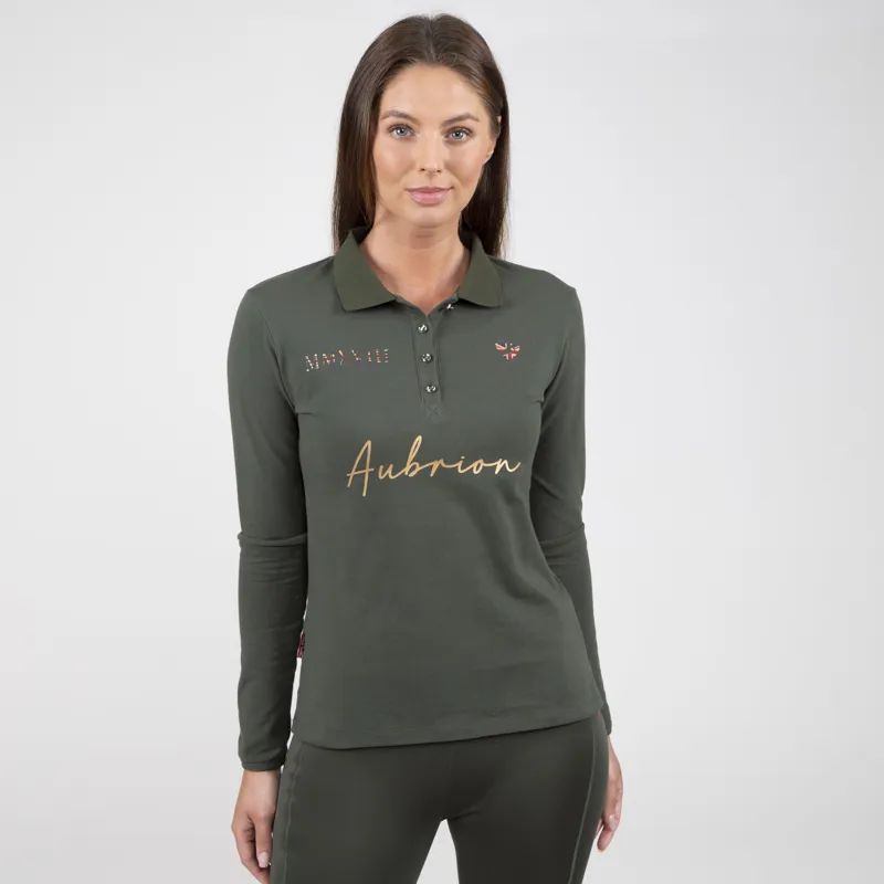 Shires Aubrion Team Long Sleeve Polo - Khaki-2