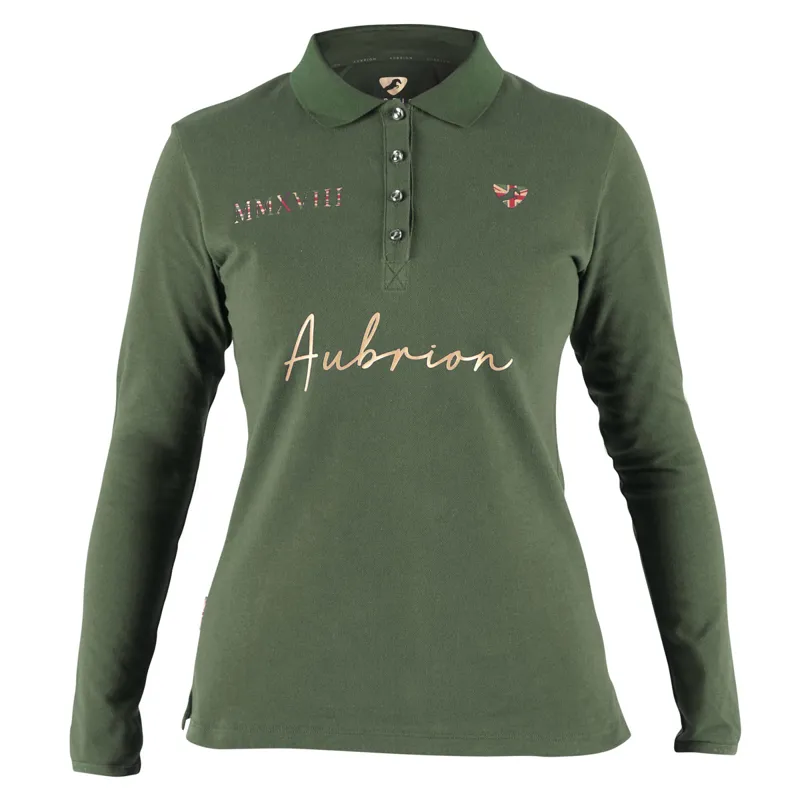 Shires Aubrion Team Long Sleeve Polo - Khaki