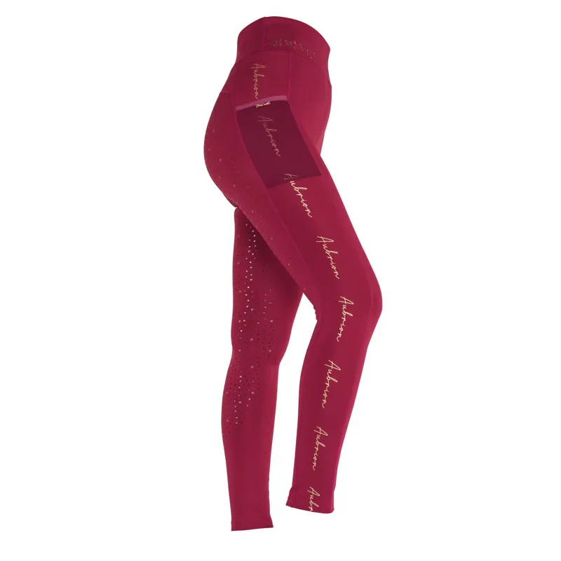 Shires Aubrion Team Riding Tights - Mulberry