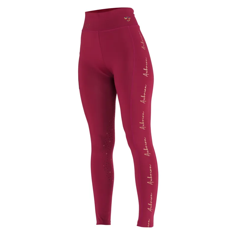 Shires Aubrion Team Riding Tights - Mulberry-1