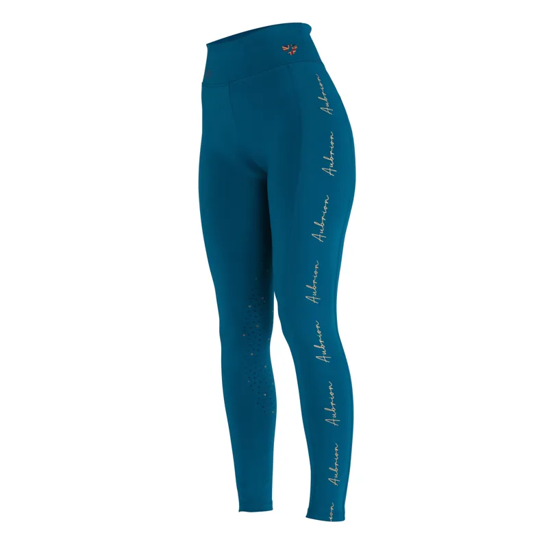 Shires Aubrion Maids Team Riding Tights - Teal - 9/10yrs-2