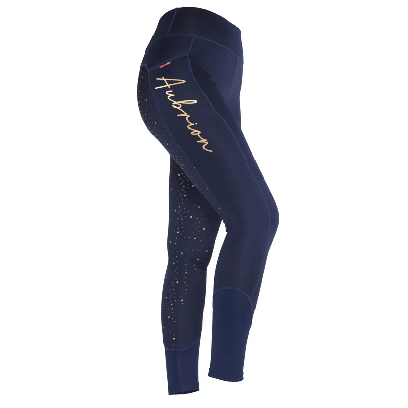 Shires Aubrion Maids Team Winter Riding Tights - Navy Blue