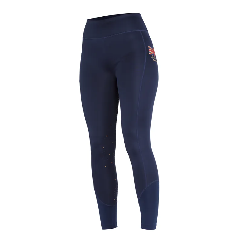 Shires Aubrion Maids Team Winter Riding Tights - Navy Blue-2