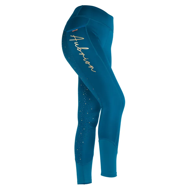 Shires Aubrion Maids Team Winter Riding Tights - Teal
