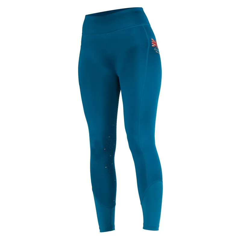 Shires Aubrion Maids Team Winter Riding Tights - Teal-2