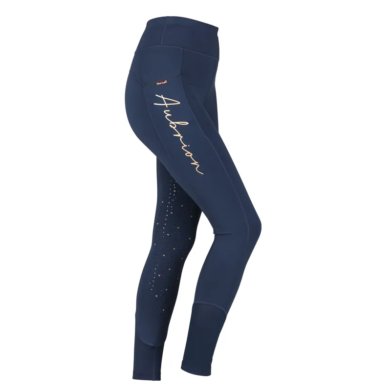 Shires Aubrion Team Ladies Sculpt Riding Tights - Navy Blue-1