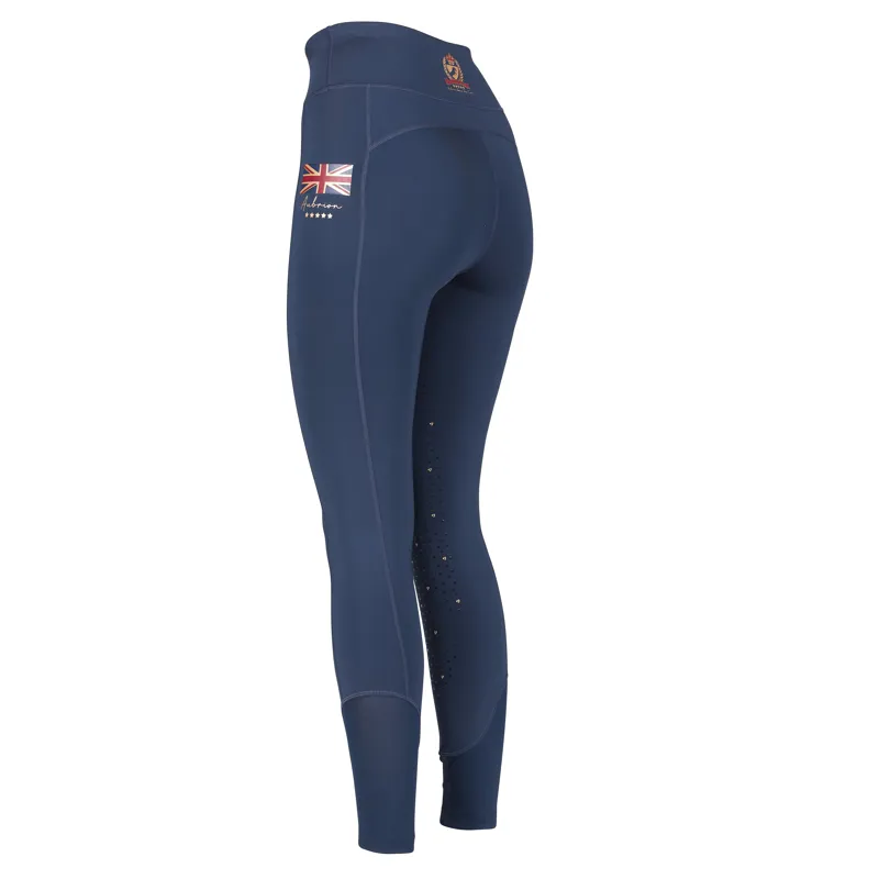 Shires Aubrion Team Ladies Sculpt Riding Tights - Navy Blue-2