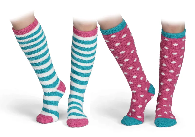 Shires Aubrion Children's Fluffy Socks - 2 Pairs - Aqua