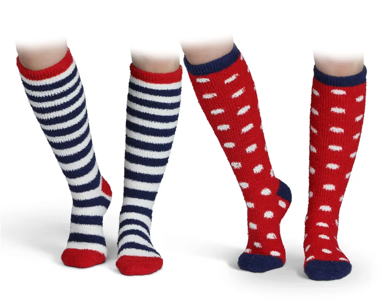 Shires Aubrion Children's Fluffy Socks - 2 Pairs - Navy