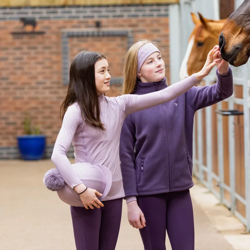 Shires Aubrion Shield Children's Riding Tights - Purple-2