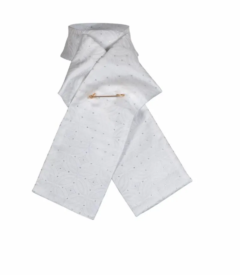 Shires Ready Tied Brocade Riding Stock - White