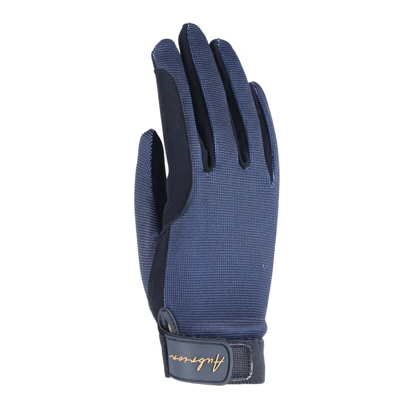 Shires Aubrion Team Young Rider Mesh Riding Gloves - Navy Blue-1