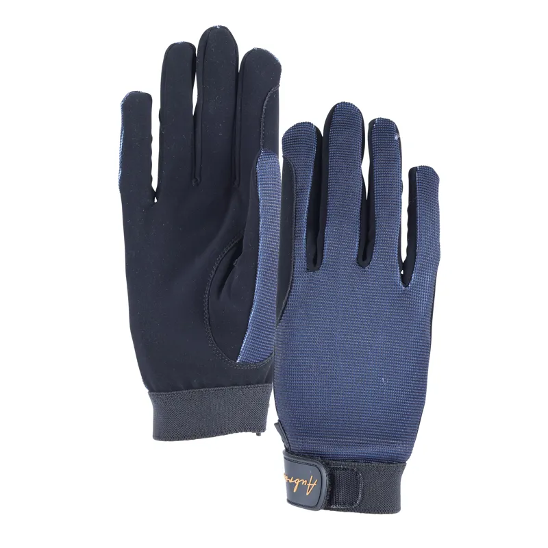 Shires Aubrion Team Young Rider Mesh Riding Gloves - Navy Blue