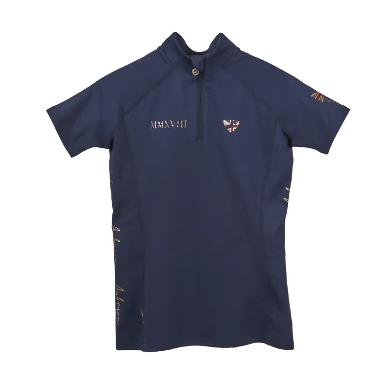 Shires Aubrion Team Young Rider Short Sleeve Base Layer -  Navy Blue