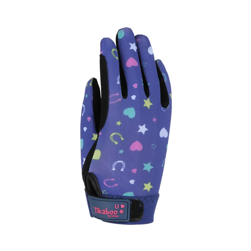 Shires Tikaboo Childrens Riding Gloves - Navy Heart-1