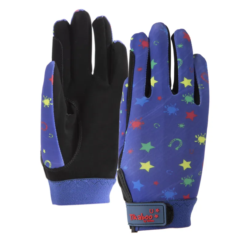 Shires Tikaboo Childrens Riding Gloves - Navy Splodge