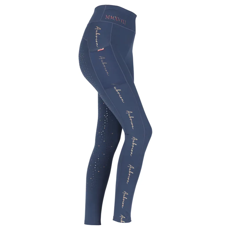 Shires Aubrion Team Children's Rhythm Riding Tights - Navy Blue-1