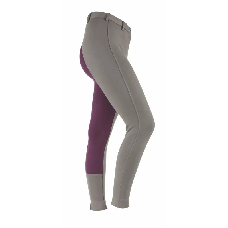 Shires Two Tone Wessex Ladies Jodhpurs - Dark Grey/Plum
