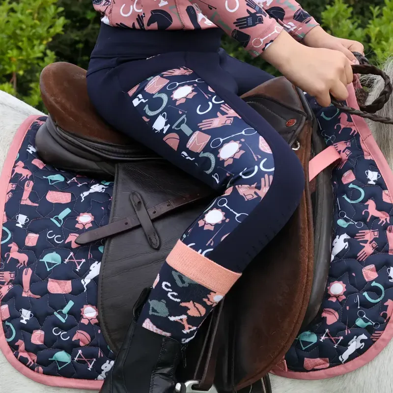 Pony Passion Saddle Pad By Little Rider - Blush/Navy-1