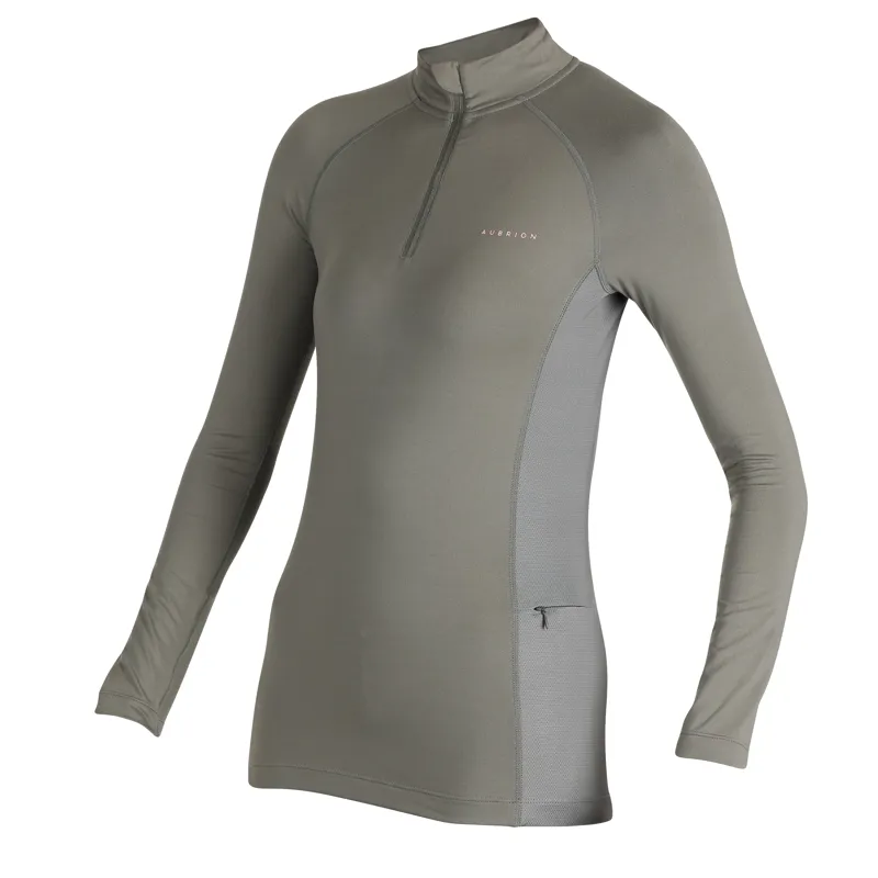 Shires Aubrion Ladies Revive Long Sleeve Base Layer - Olive-1