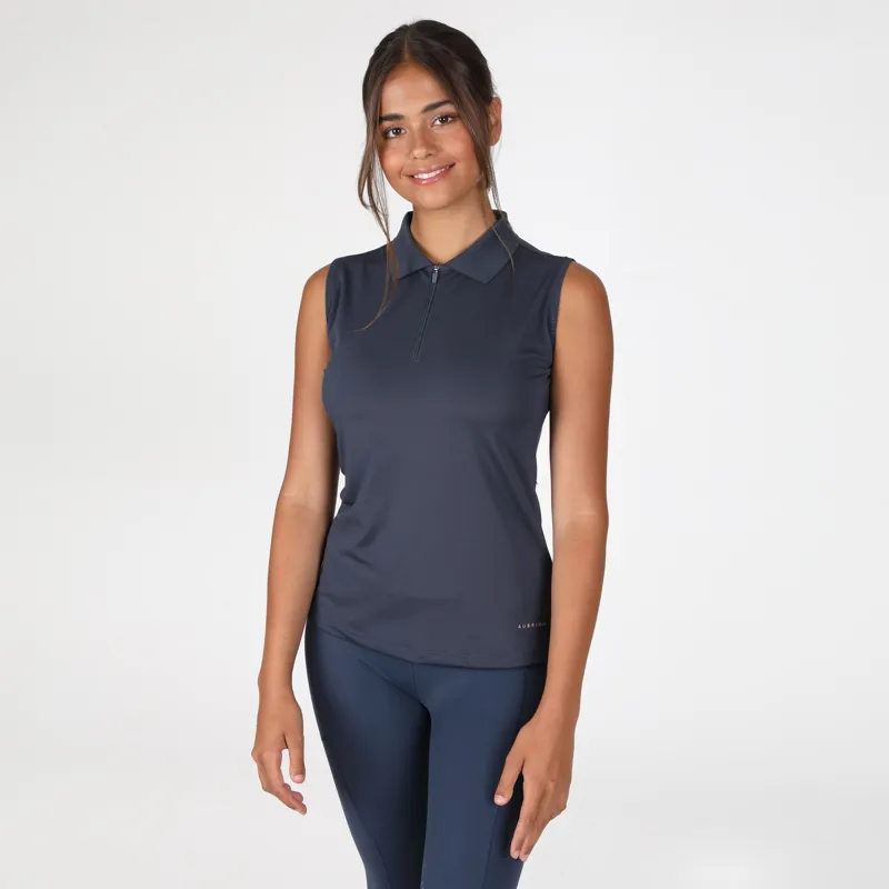 Shires Aubrion Ladies Poise Sleeveless Tech Polo - Navy-2