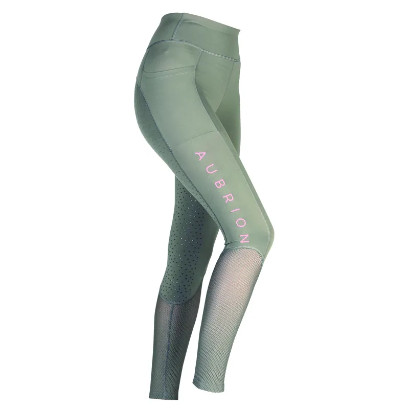 Shires Aubrion Womens Rhythm Mesh Riding Tights - Olive