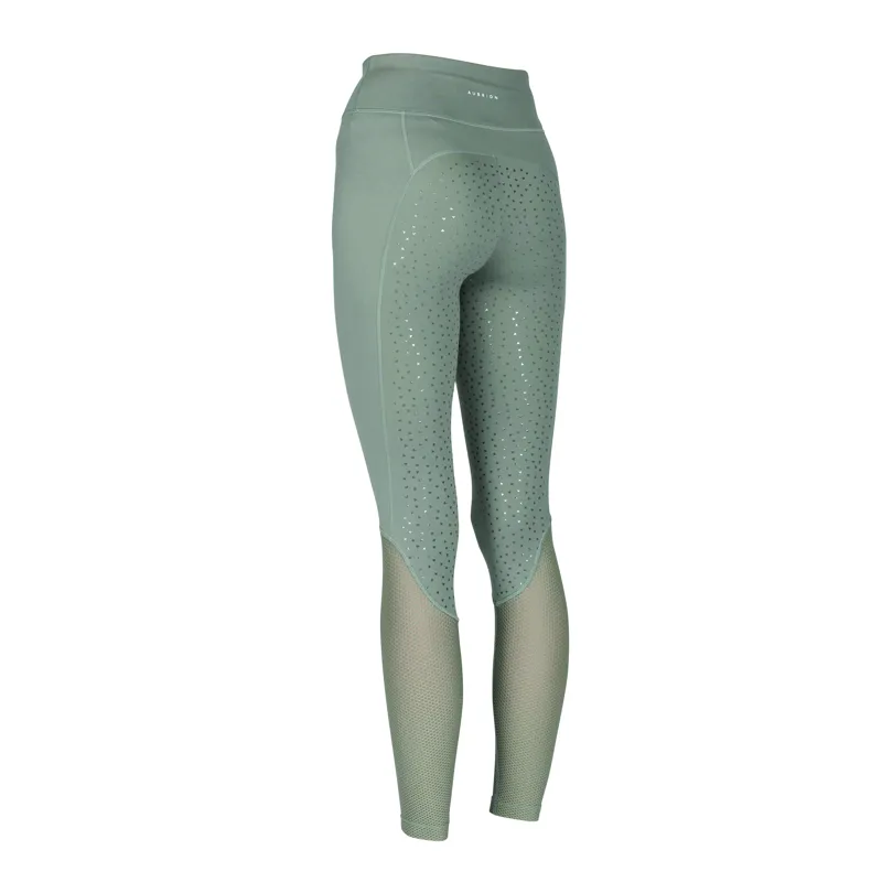 Shires Aubrion Womens Rhythm Mesh Riding Tights - Olive-1