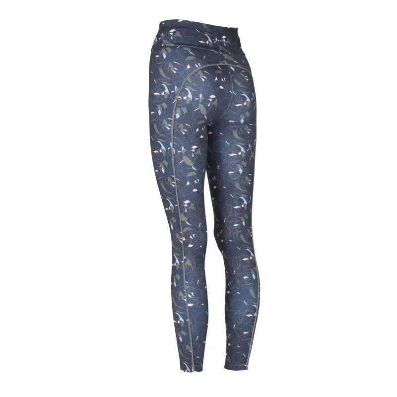 Shires Aubrion Sculpt Linear Ladies Riding Tights - Peony Print-2