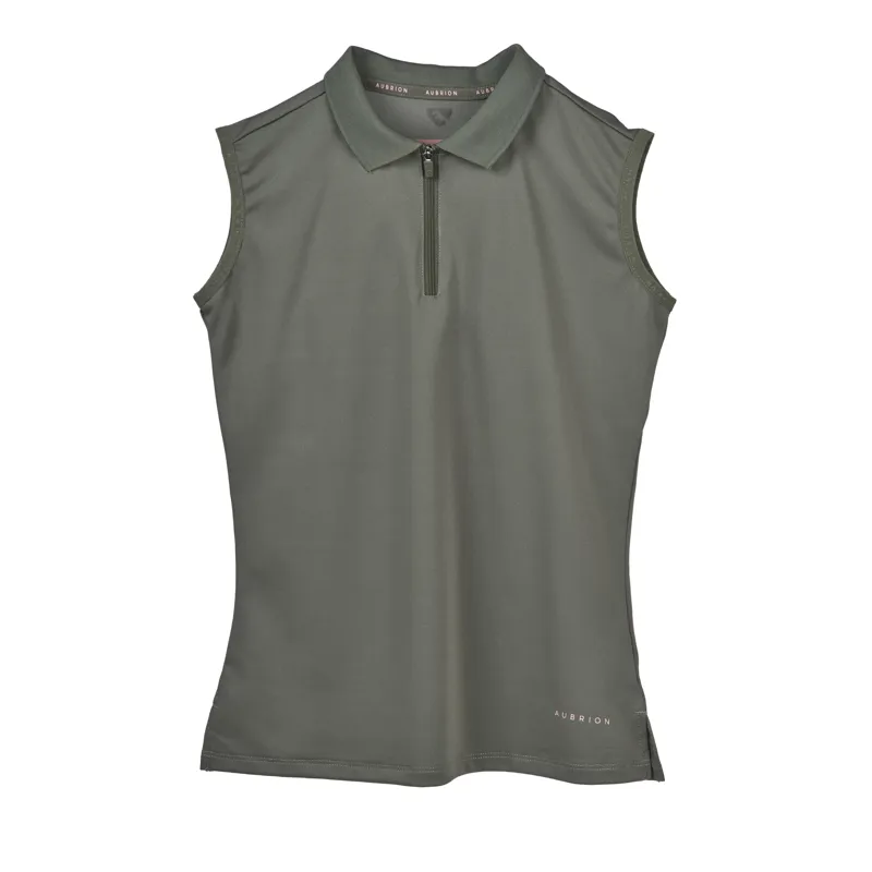 Shires Aubrion Young Rider Poise Sleeveless Tech Polo - Olive
