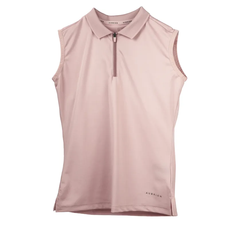 Shires Aubrion Young Rider Poise Sleeveless Tech Polo - Rose