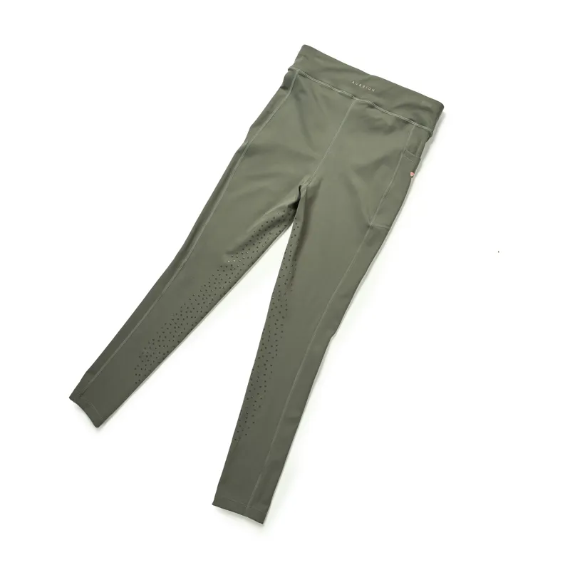 Shires Aubrion Childrens Non-Stop Riding Tights - Olive-1